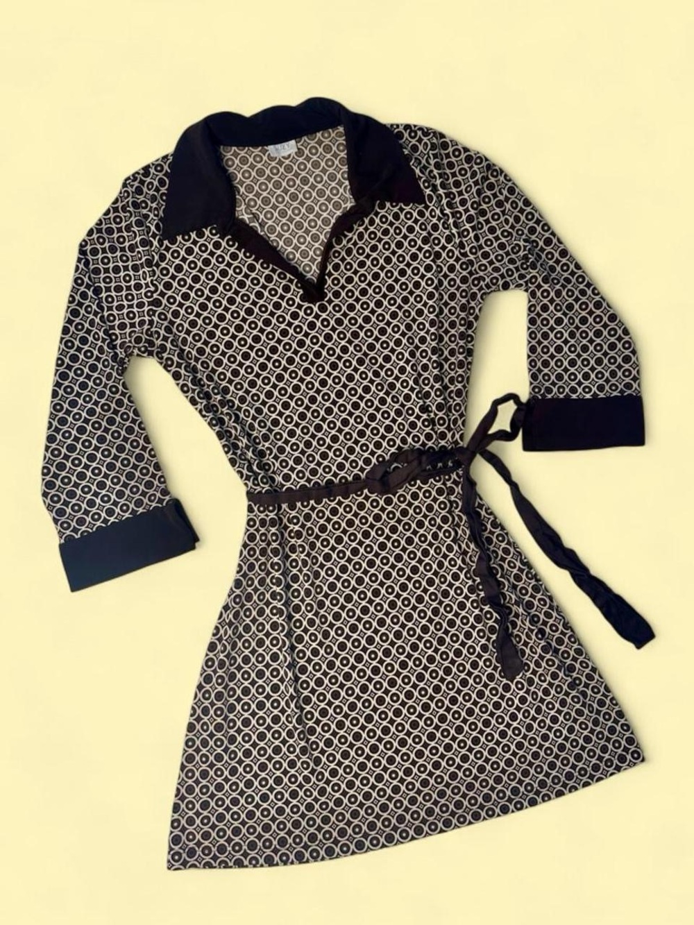 70s-Inspired Brown & Cream Mini Dress Woman’s S/M